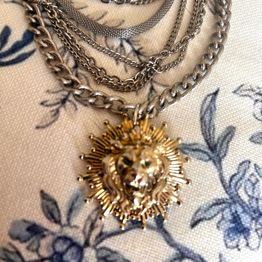 Made in the Deep South multi chain lion pendant necklace - Picture 6 of 8